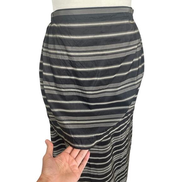 Krista Larson Silk Taffeta Striped Midi Skirt Ruffle OS Unique Art To Wear Artsy - Picture 2 of 12